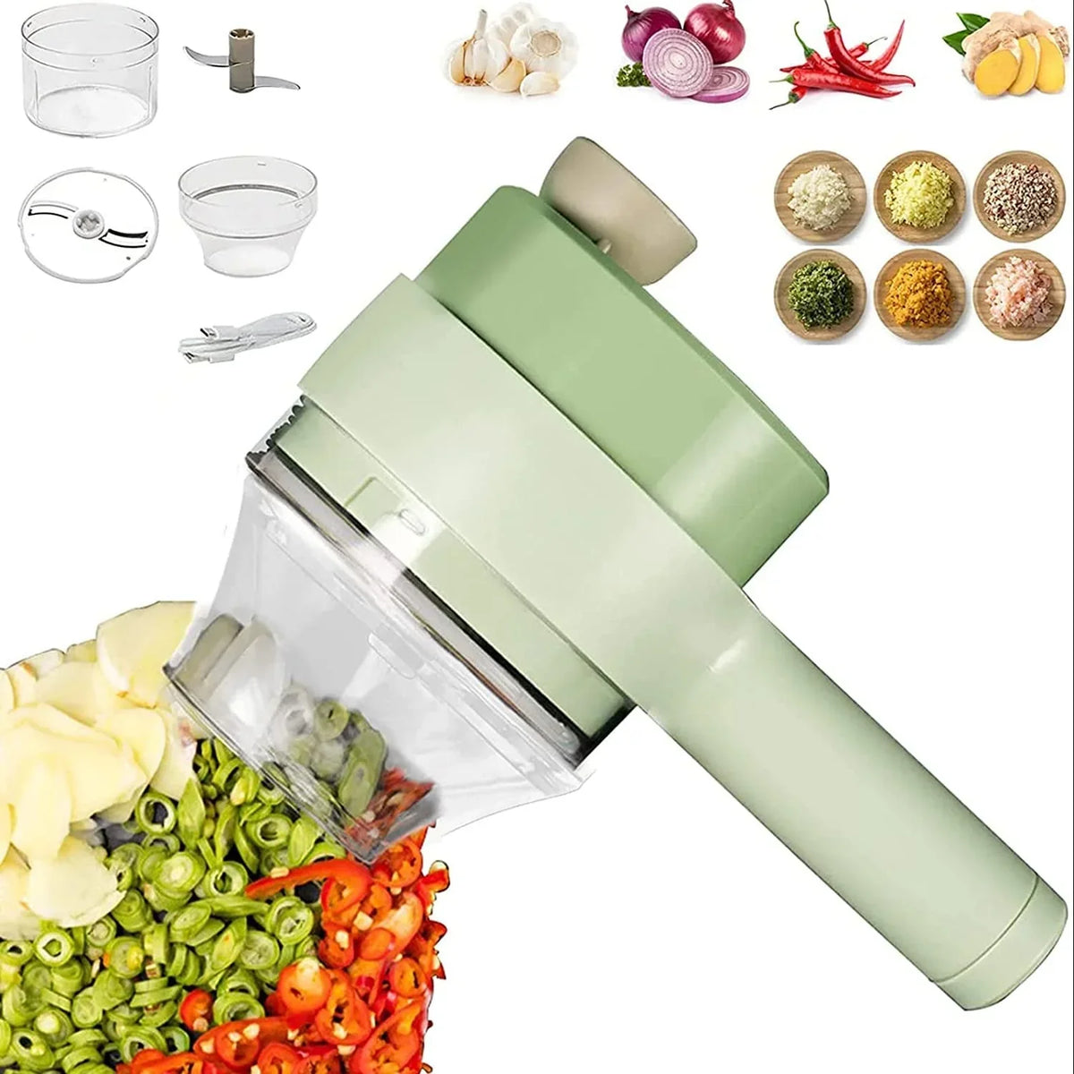 Electric Handheld Vegetable Cutter & Slicer – Multifunctional Mini Food Chopper