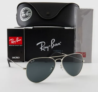 NEW Ray-Ban Aviator Sunglasses RB 3026 Silver Frame Classic Black Lenses 62mm With Box