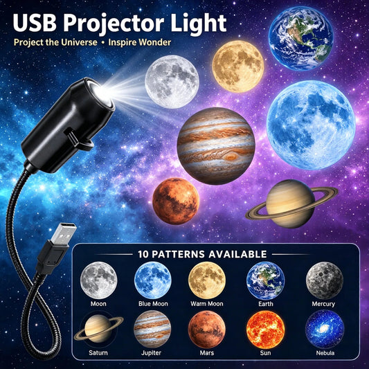 Planet Moon Projector Light Romantic USB LED Night Light Bedroom Atmosphere Projection Decorative Lamps for Ceiling Window Wall