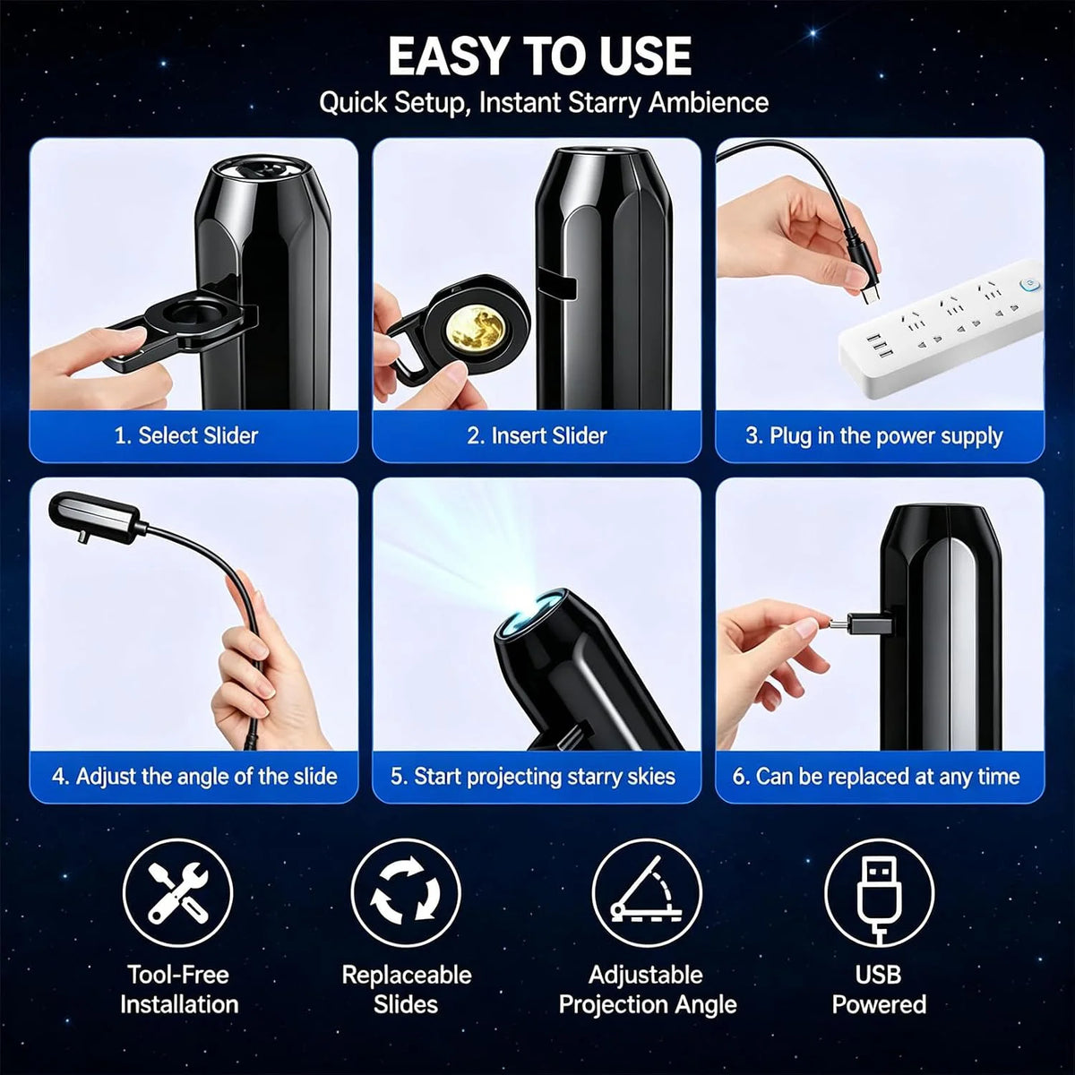 Planet Moon Projector Light Romantic USB LED Night Light Bedroom Atmosphere Projection Decorative Lamps for Ceiling Window Wall