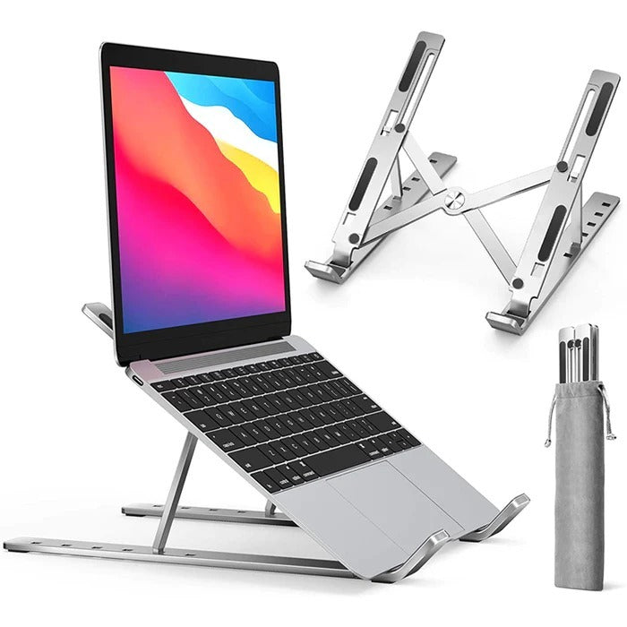 Metal Laptop Stand | Portable Aluminum Folding Adjustable Laptop Stand - Compatible With All Sizes of Laptop