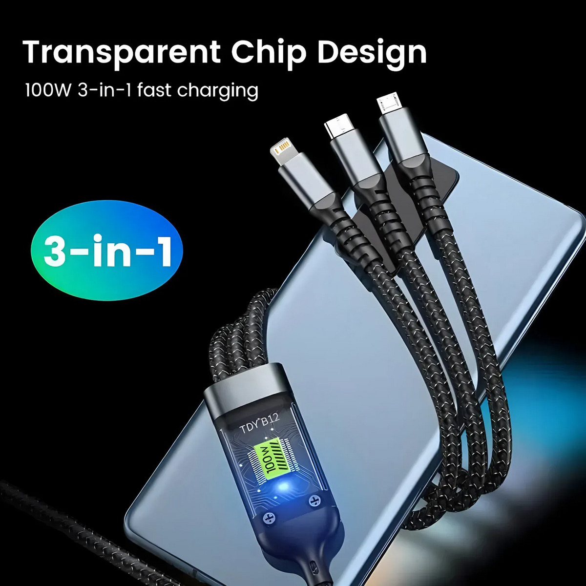 100W Fast Charging Cable Multi Charger Cable